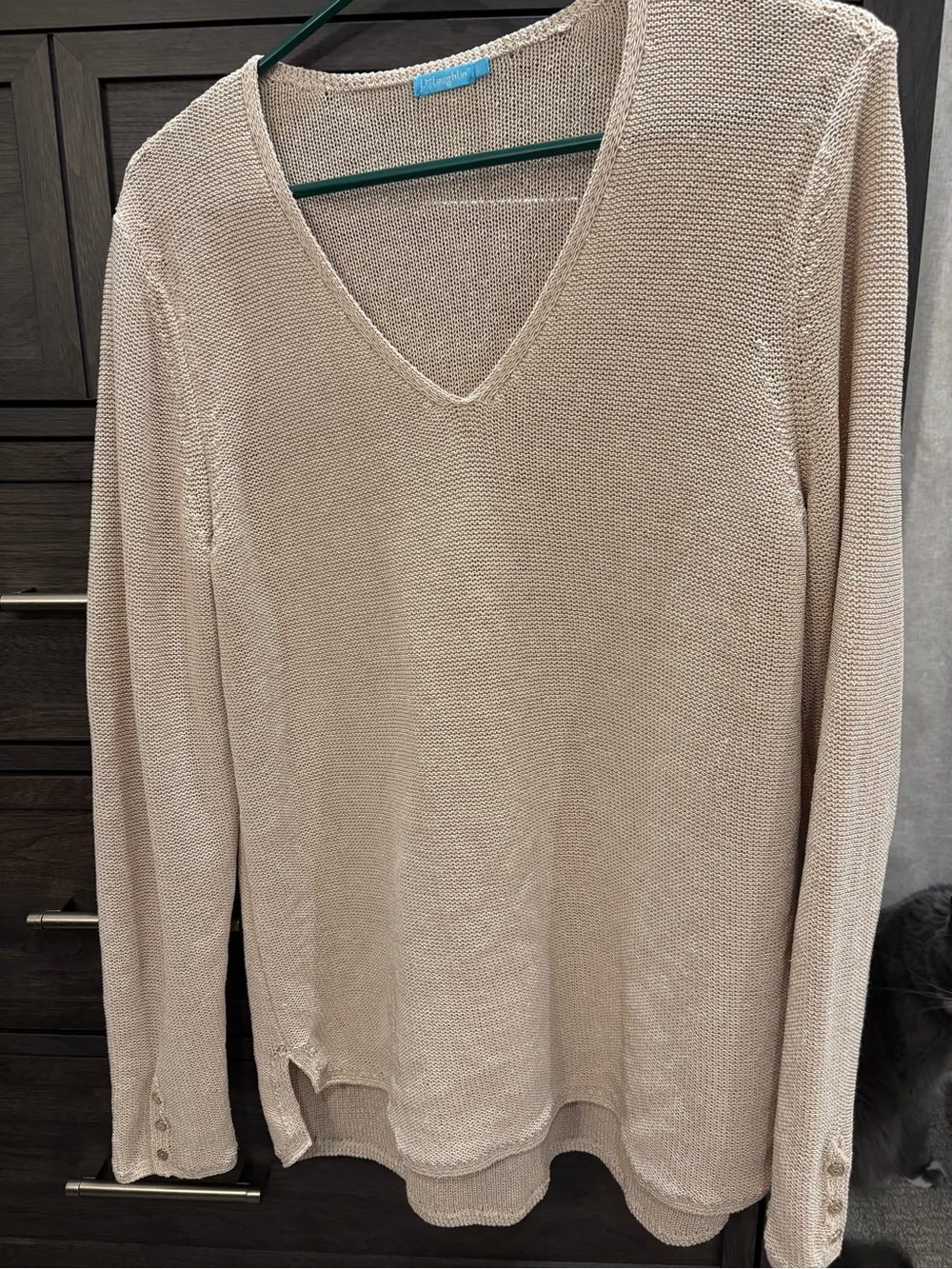 J. McLaughlin Beige V-Neck Knit Sweater